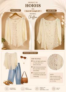 Mastro Italy Designer Chiffon Top | Embroidered