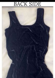 Black Velvet Square Neck Dress