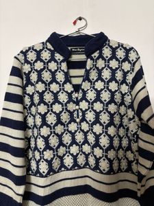 Elegant Striped Knit and woolen Dress