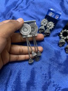 Oxidized Jhumka Earrings Set