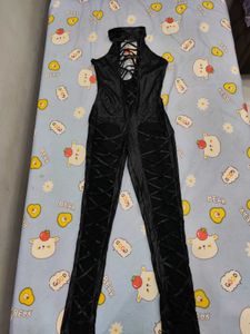 Black Strappy Punk Elastaine Jumpsuit