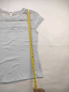 Light Blue Lace Trim Top