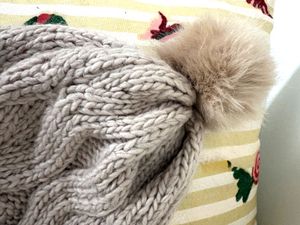 Cozy Cable Knit Beanie with  Pom