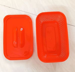Rectangular Red Plastic Basket, For Storage