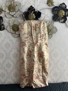 Elegant Floral Print Strapless Dress