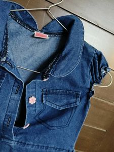 Pingpong Blue Cute Denim Dress for Girls