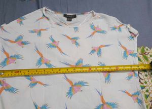 White Parrot Print Top
