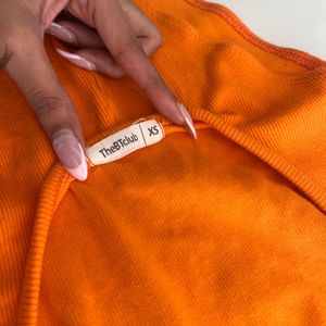 Orange Backless Cutout Bodysuit