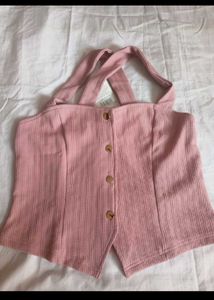 SHEIN BRANDED Pink Button-Up Tank Top