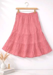 💟 BLUSH BREEZE TIERED SKIRT - Orange-Pink