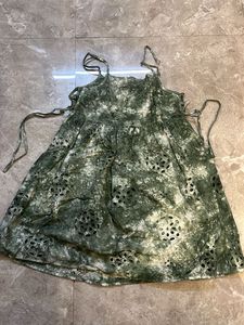 Boho marble green Eyelet Mini Dress