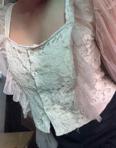 Sheer Lace Button-Up Blouse