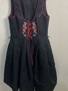 Black Embroidered Dirndl Dress