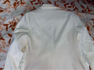 white golden button blazer