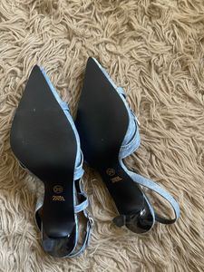 Zara Stylish Denim(faux) Slingback Heels