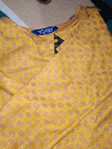 Yellow Textured Kurta