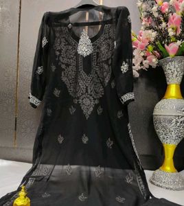 Elegant Black Embroidered Kurta Set