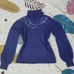 Elegant Purple Turtleneck Sweater 💙
