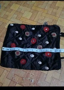 Embroidered Black Shoulder Bag