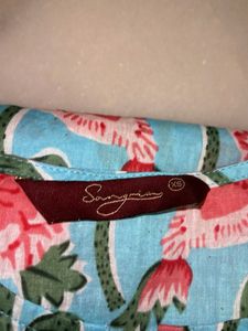 Sangria Blue Floral Print Kurta Set
