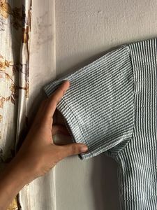 Striped Ribbed Crew Neck Top