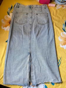 Light Wash Denim Maxi Skirt