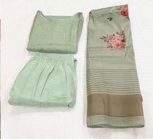 Green Kurta Set with Organza Dupatta