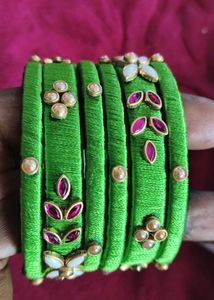 silk thread bangles combo set of 6