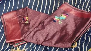 Embroidered Silk Blend Saree