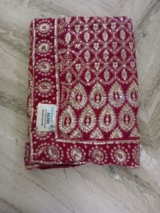 Elegant Maroon Sequined Saree..