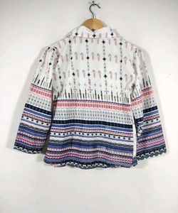 White Printed Western Top (Women's)