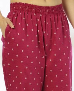 Stylish Magenta Kurta Set with White Polka Dots