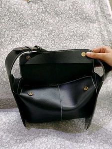 Chic Black Faux Leather Shoulder Bag