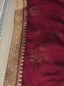 Maroon Floral Print Saree