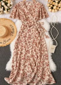 Floral Print Wrap Midi Dress