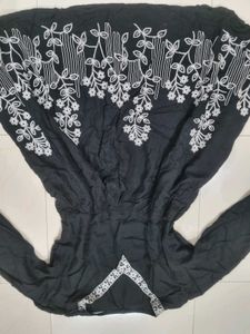 Stylish Black Kurta with White Embroidery