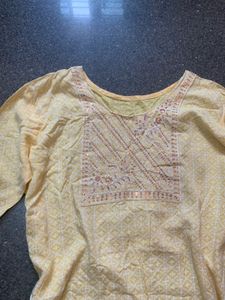 Butter Yellow Printed Kurta