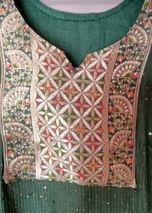 Emerald Green Embroidered Kurti