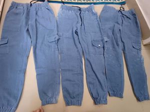 5 Jeans Light Wash Denim Cargo Pants