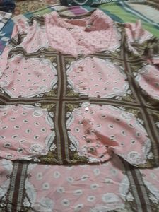 Pink Printed top with Lace Detail