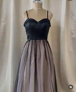 Elegant Black &amp; Nude Tulle Gown