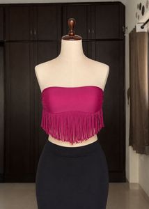 Fringed Strapless Bikini Top