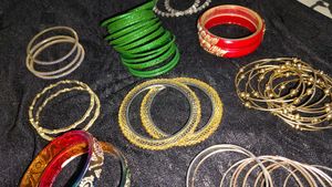 bangles combo multi colour festive green red golde