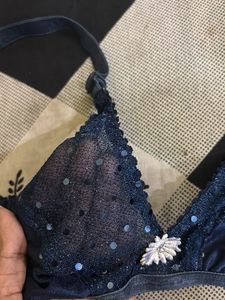 Blue net bra