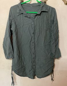 Olive Green Button-Up Shirt