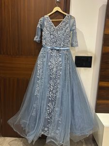 Pastel blue embroidered gown