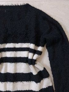 Striped Fuzzy Knit Sweater