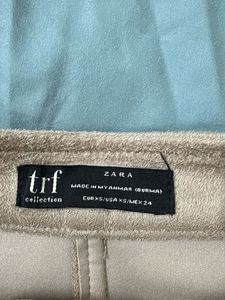 Tan Suede Button-Up A-Line Skirt