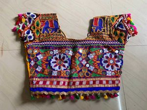 Vibrant Yellow &amp; Blue Embroidered Lehenga Choli
