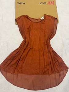 rust copper colour satin H&M top
